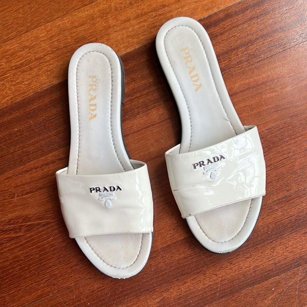 Prada Cream Slide Sandals for Women